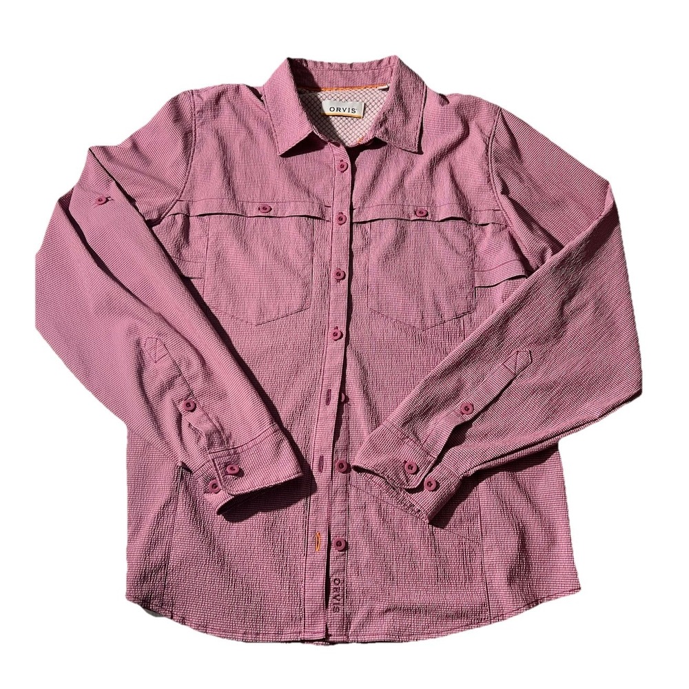 Orvis Shirt Mens Small Red Long Sleeve Vented Fishing Outdoor Hiking